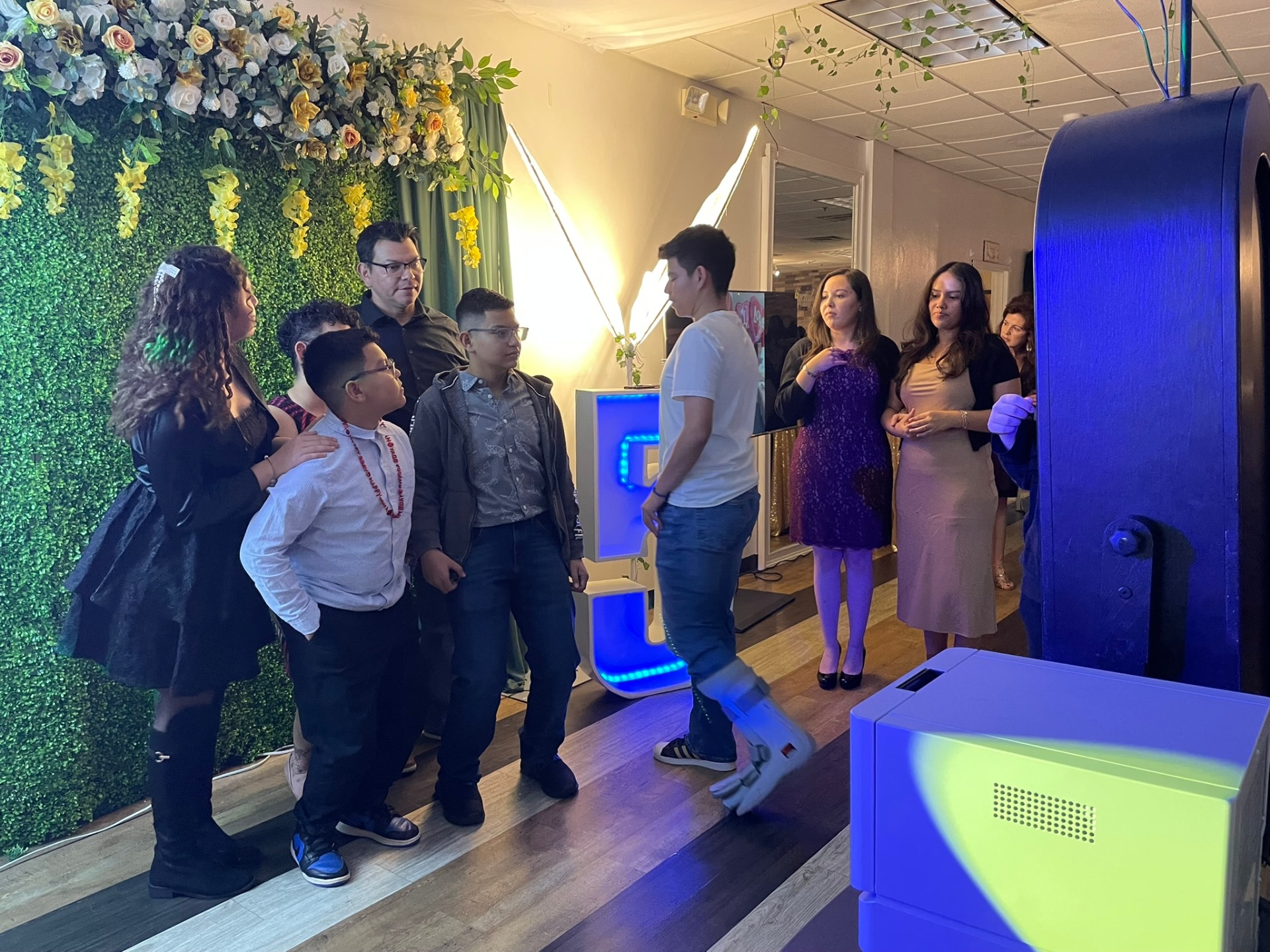 Crowd gathered around the photo booth