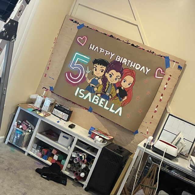 Encanto themed hand-painted 5th birthday banner for Isabella